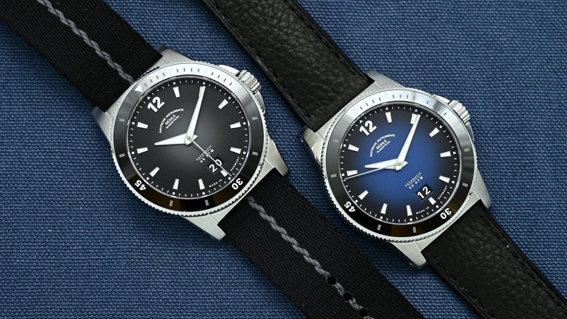 Mühle-Glashütte Sportivo Grossdatum in Schwarz und Blau