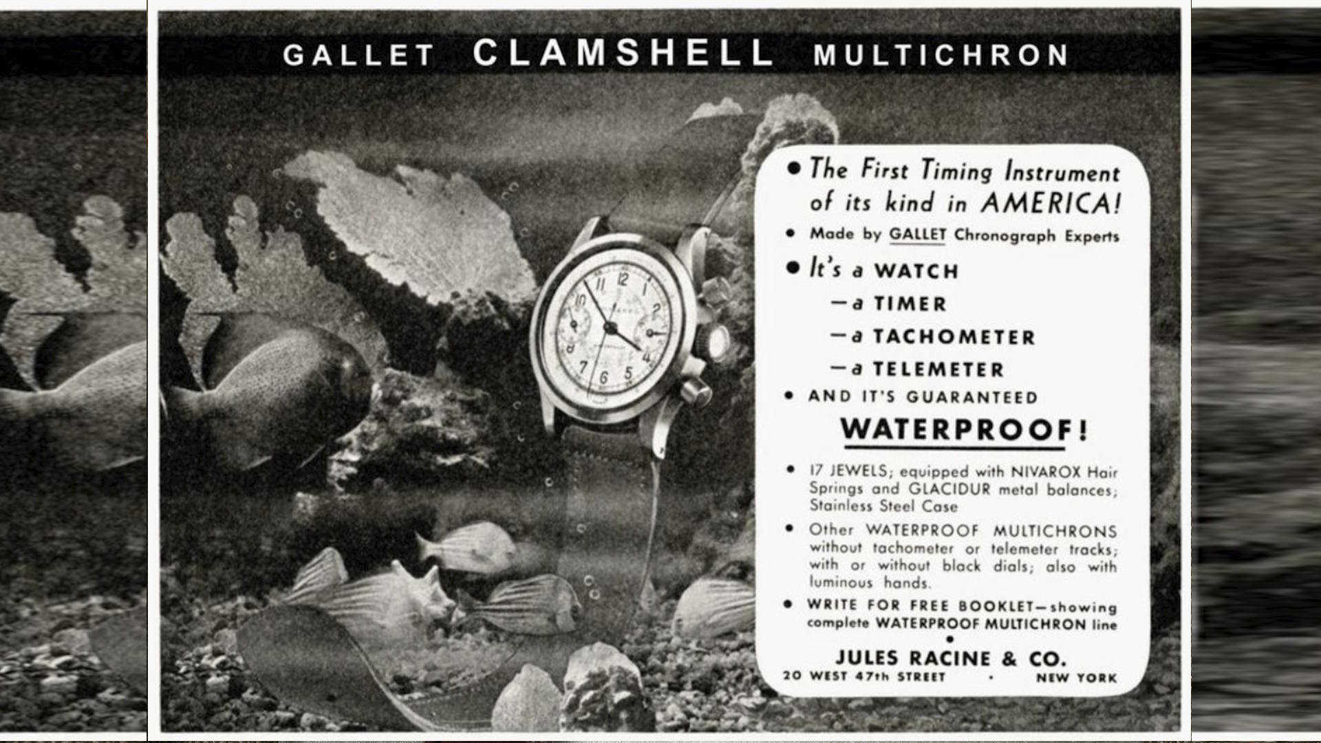Historische Werbeanzeige der Uhrenmarke Gallet aus dem Jahr 1939.