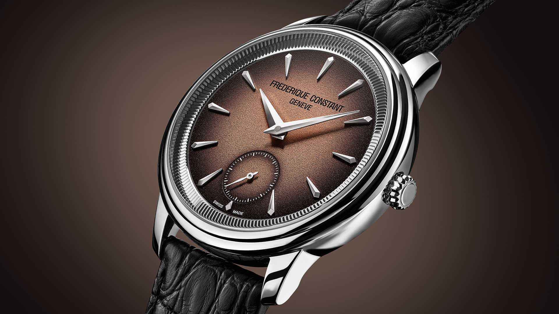 Unverkennbares Detail der Classics Moneta von Frederique Constant: Das im Stil eines Münzrandes kannelierte Réhaut rund um das Zifferblatt.