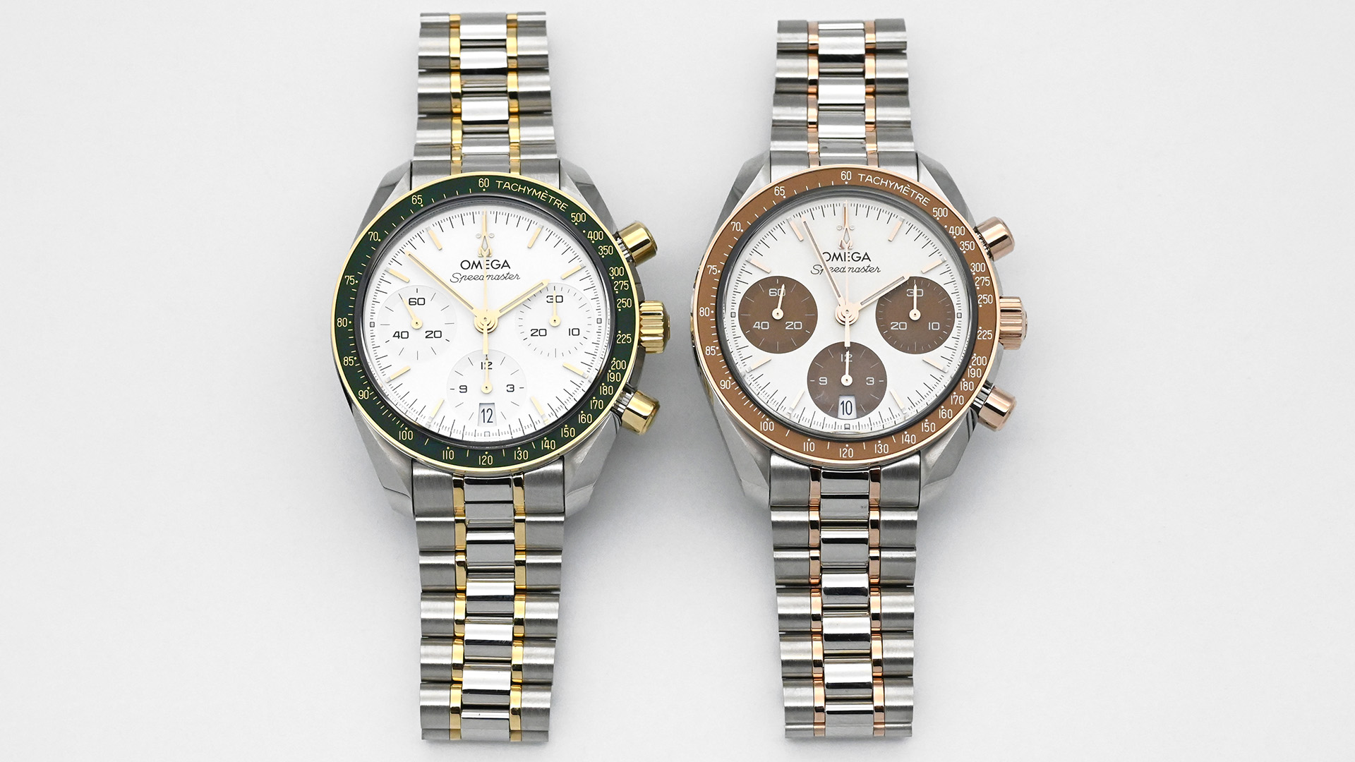 Speedmaster 38 in Bicolor mit Gelbgold oder Rosegold und Stahl