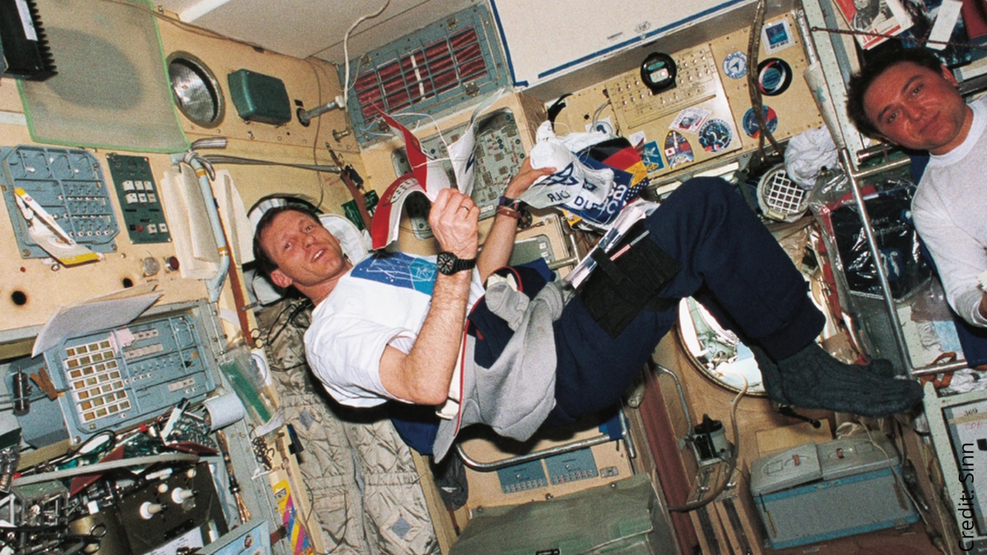 Klaus-Dietrich Flade an Bord der russischen Raumstation MIR