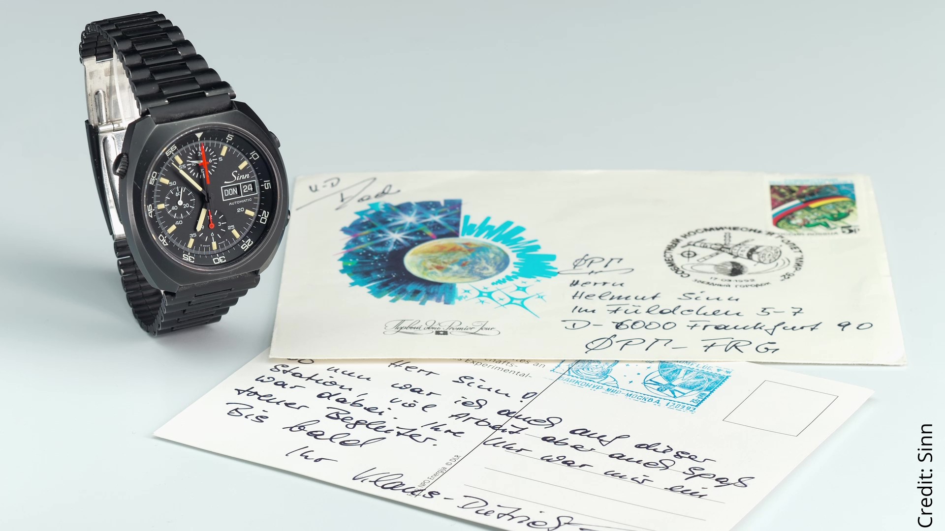 Brief und Originaluhr von Sinn 142 S von Astronaut Klaus-Dietrich Flade